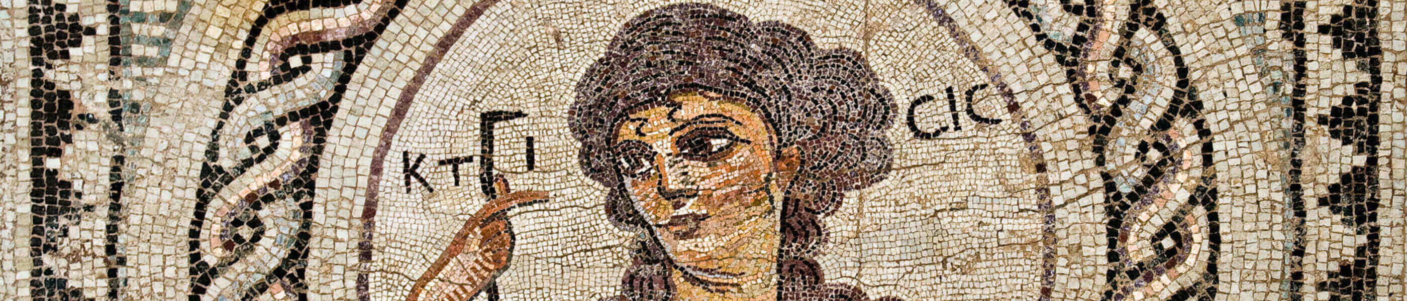 Bust of Ktisis, mosaic detail